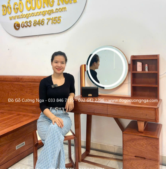 Bộ Nội Thất Phòng Ngủ Gỗ Hương Đá 4 Chi Tiết Sang Trọng 