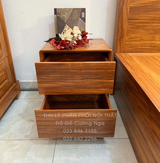 Combo Phòng Ngủ Gỗ Cẩm Vân 3 Chi Tiết Đơn Giản Tinh Tế