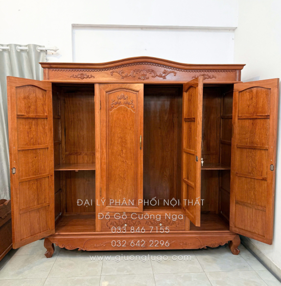 Combo Phòng Ngủ Gỗ Hương Đá 3 Chi Tiết Tân Cổ Điển Sang Trọng