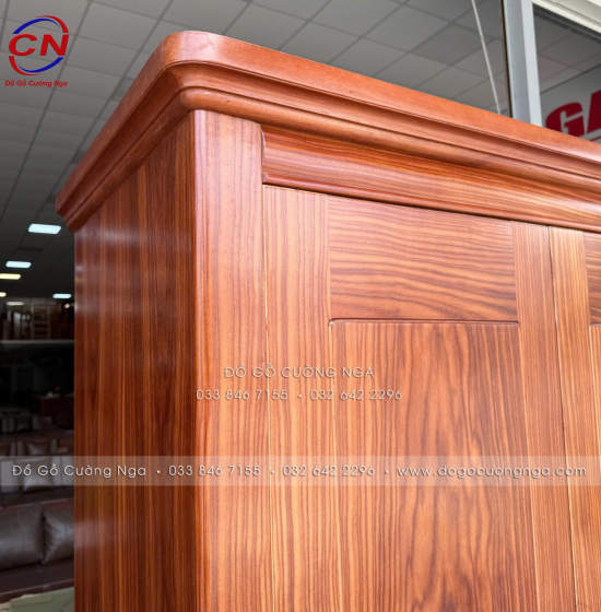 Tủ Áo Gỗ Cẩm Vân 3 Cánh Mở Thiết Kế Đơn Giản