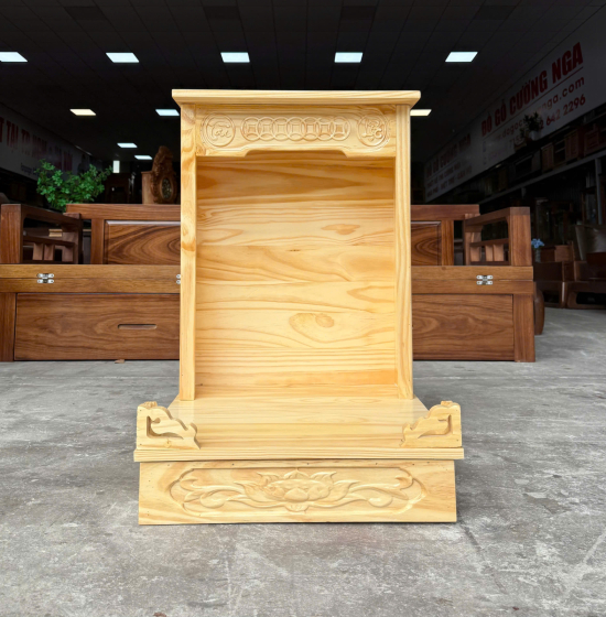 Bàn Thờ Ông Địa Gỗ Thông 48cm Giá Rẻ Phù Hợp Mọi Không Gian Thờ 